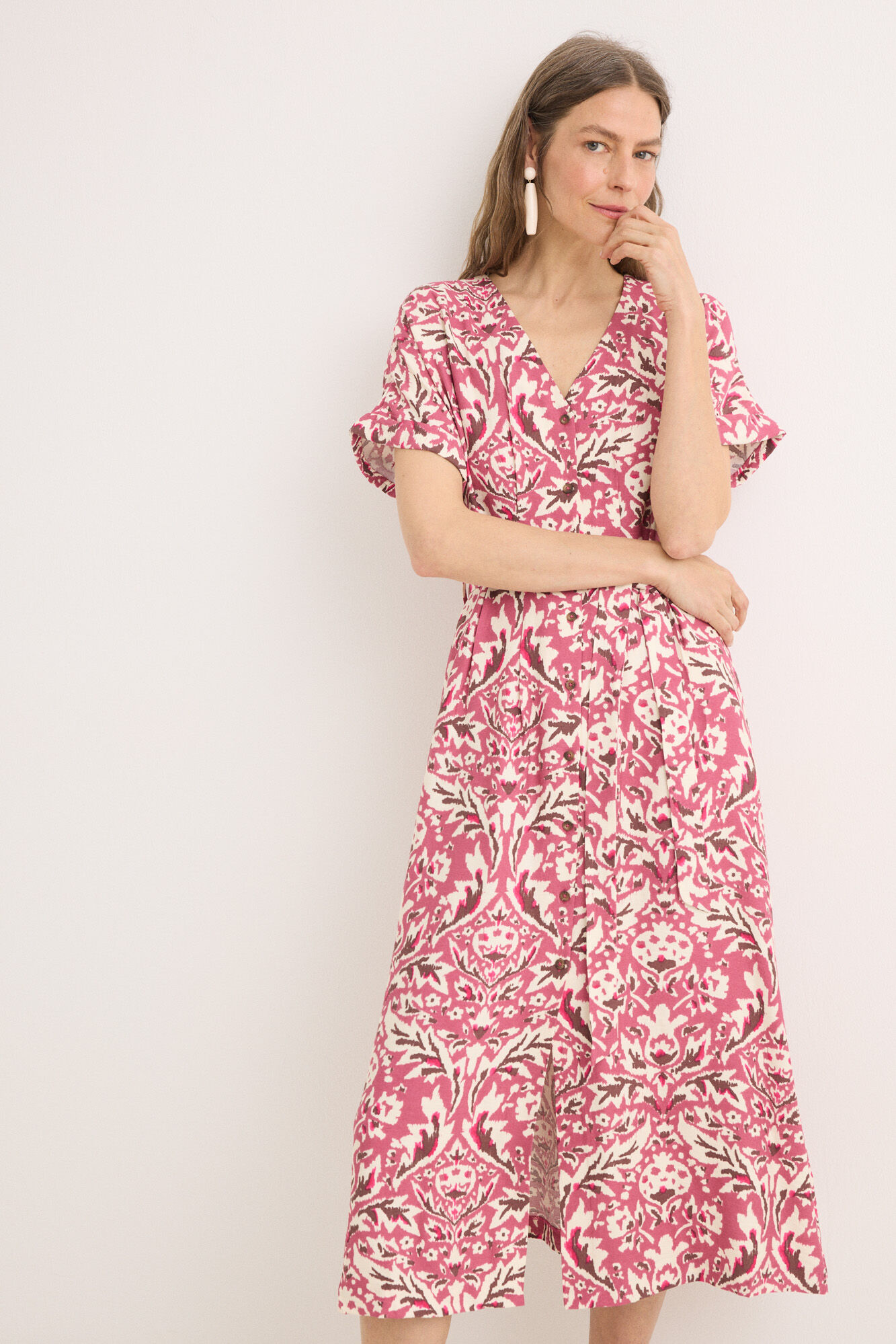 Cortefiel Pleated midi dress