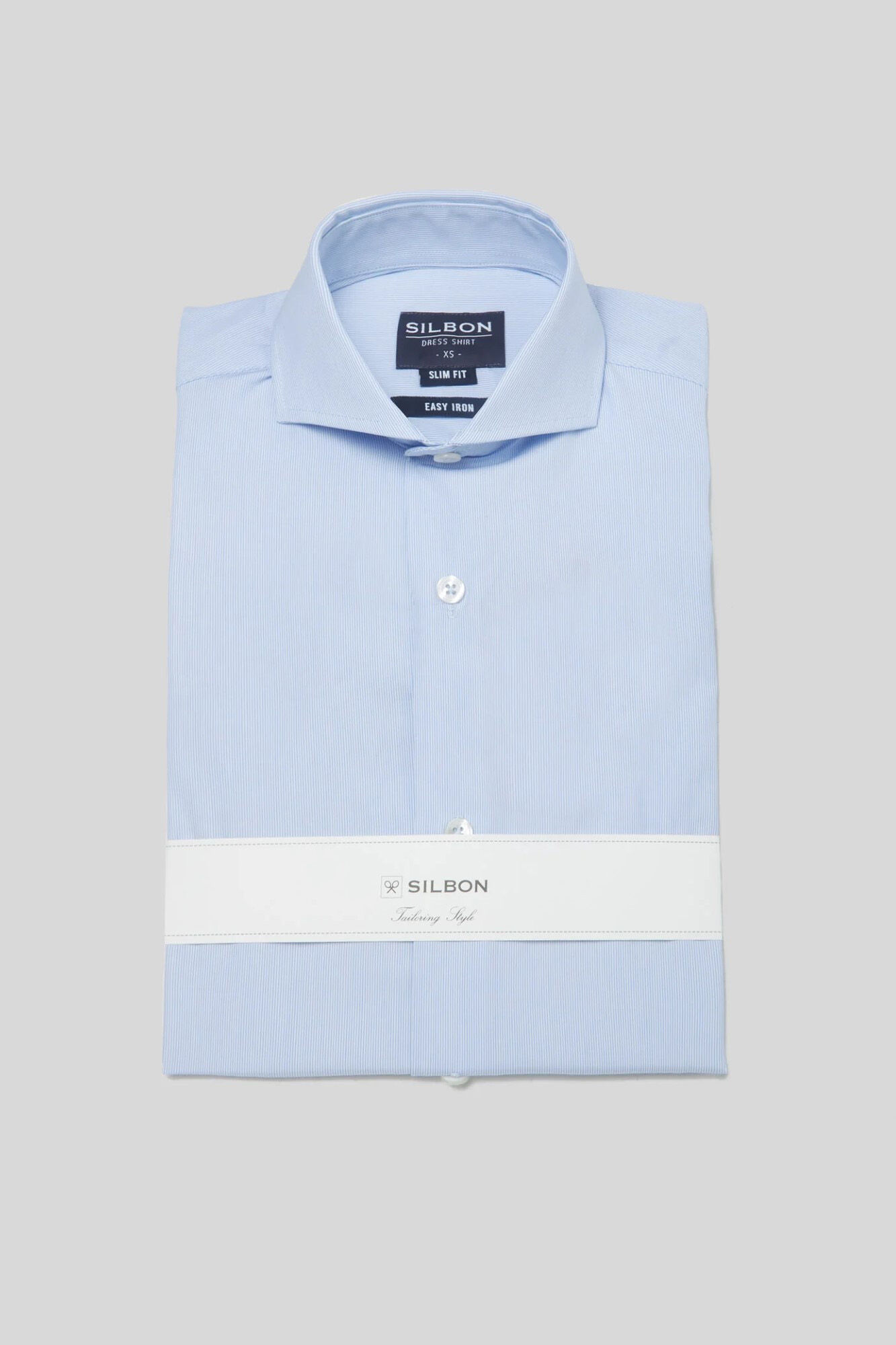 Silbon Camisa de vestir mini riscas punho simples Azul