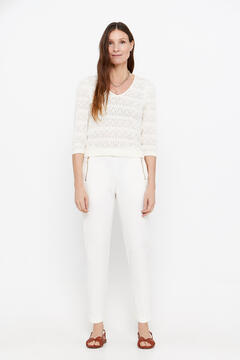 Cortefiel Skinny trousers with zips Ivory