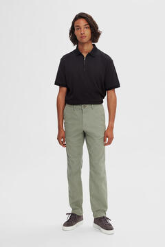 Cortefiel Classic slim fit chinos made with organic cotton Green