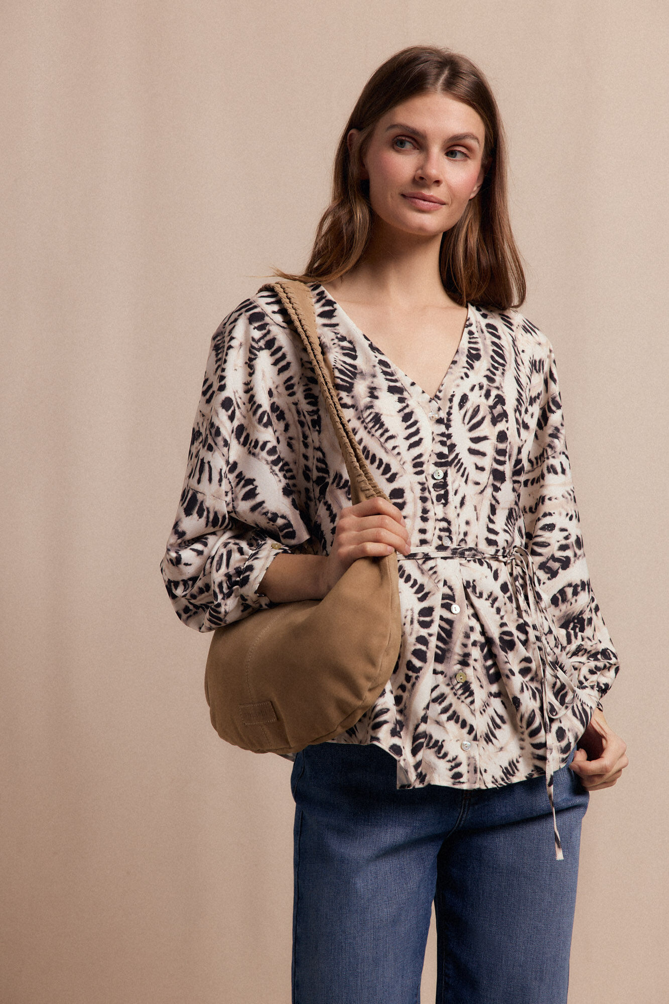 Slowlove Blusa estampada Ecru