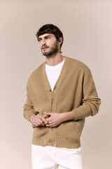 OOTO Casaco de malha com estrutura em bico e bot&otilde;es Castanho