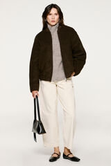 Selected Casaco bomber de lã.  Castanho