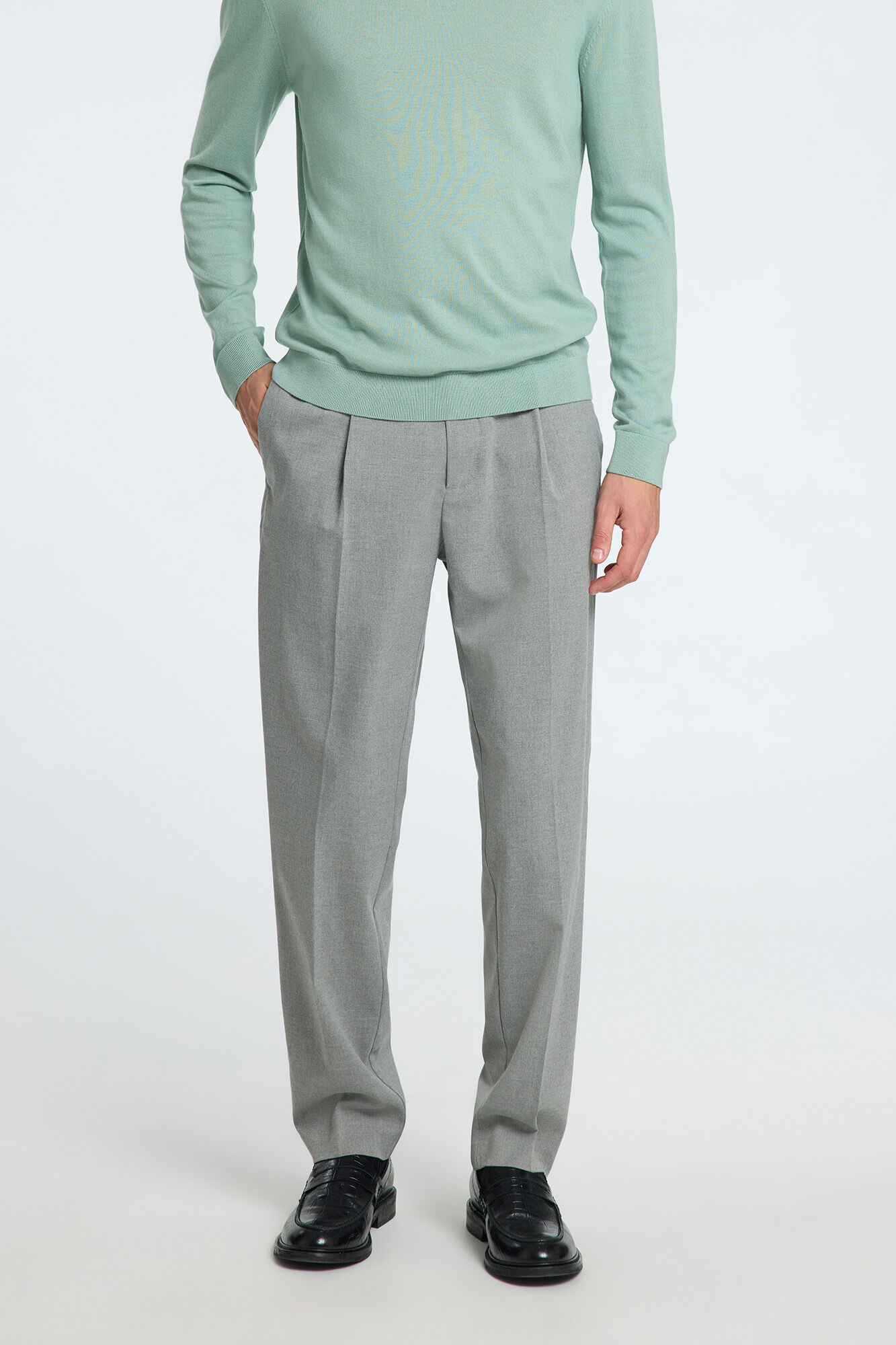 Selected Casual trousers with darts made from recycled materials Grey