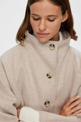 Selected Femme Abrigo de cuello chimenea confeccionado con lana reciclada. Gris