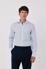 Cortefiel Striped cotton Tencel dress shirt Blue