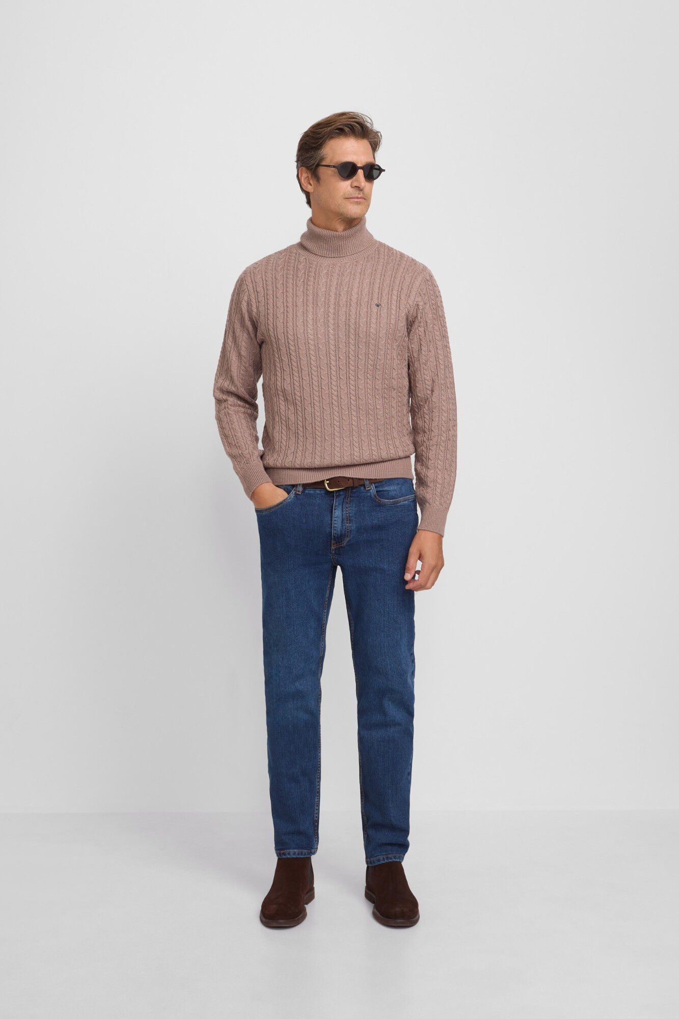 Silbon Camisola de gola com tric&ocirc; oitos