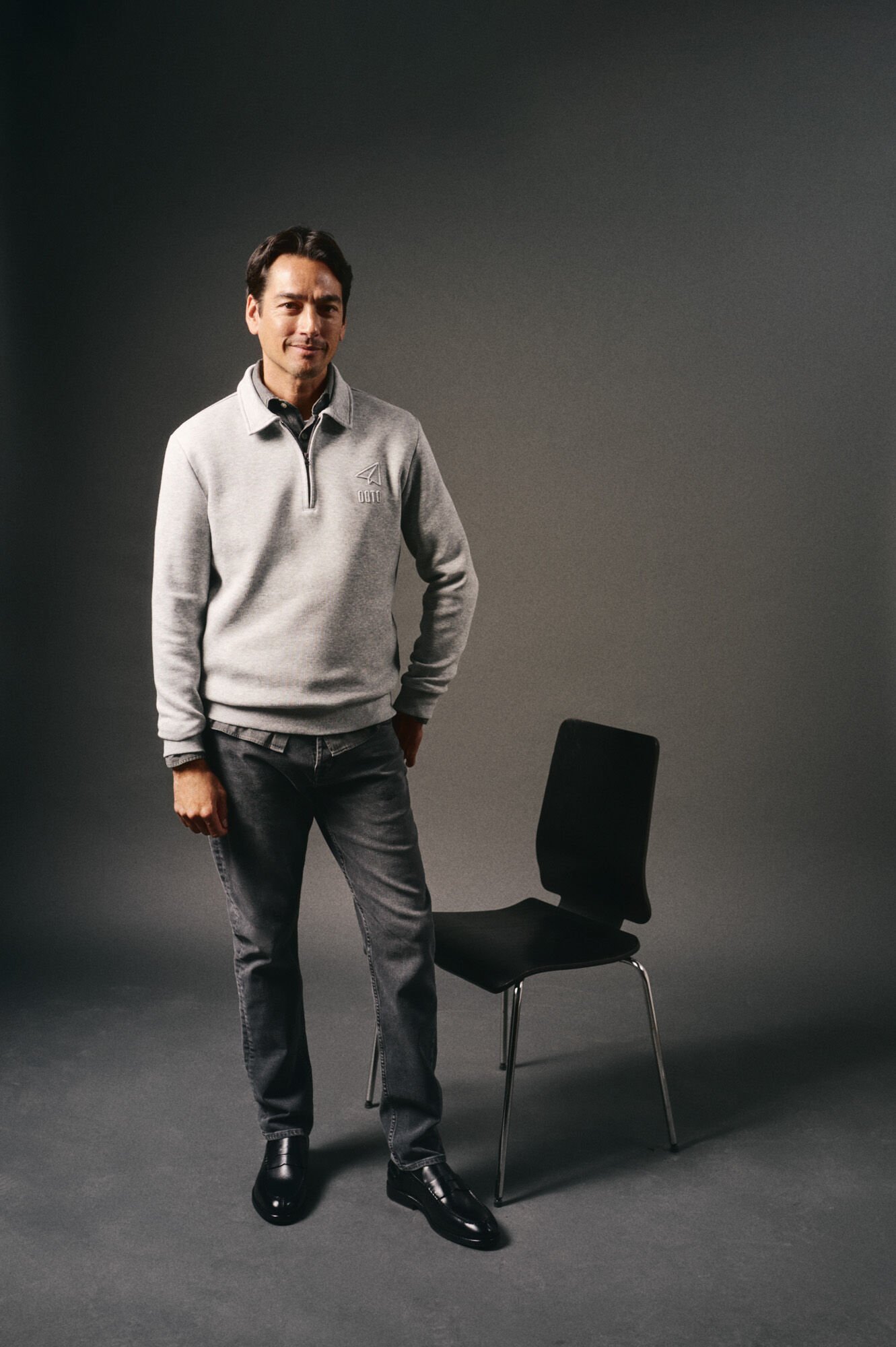 OOTO Sweatshirt com gola e fecho-&eacute;clair Cinzento