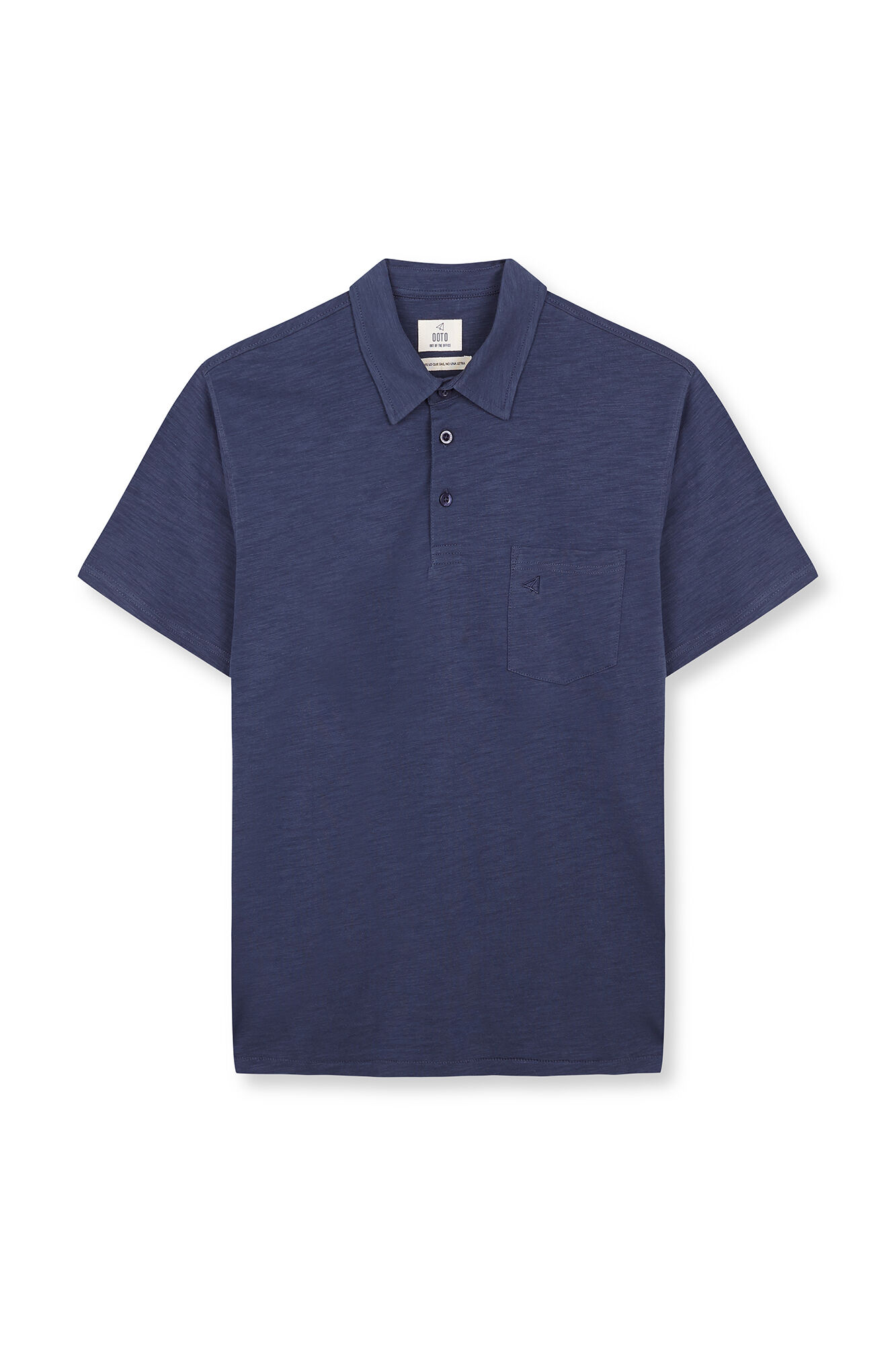 OOTO Embroidered washed polo shirt Blue