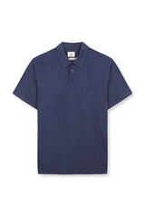 OOTO Embroidered washed polo shirt Blue