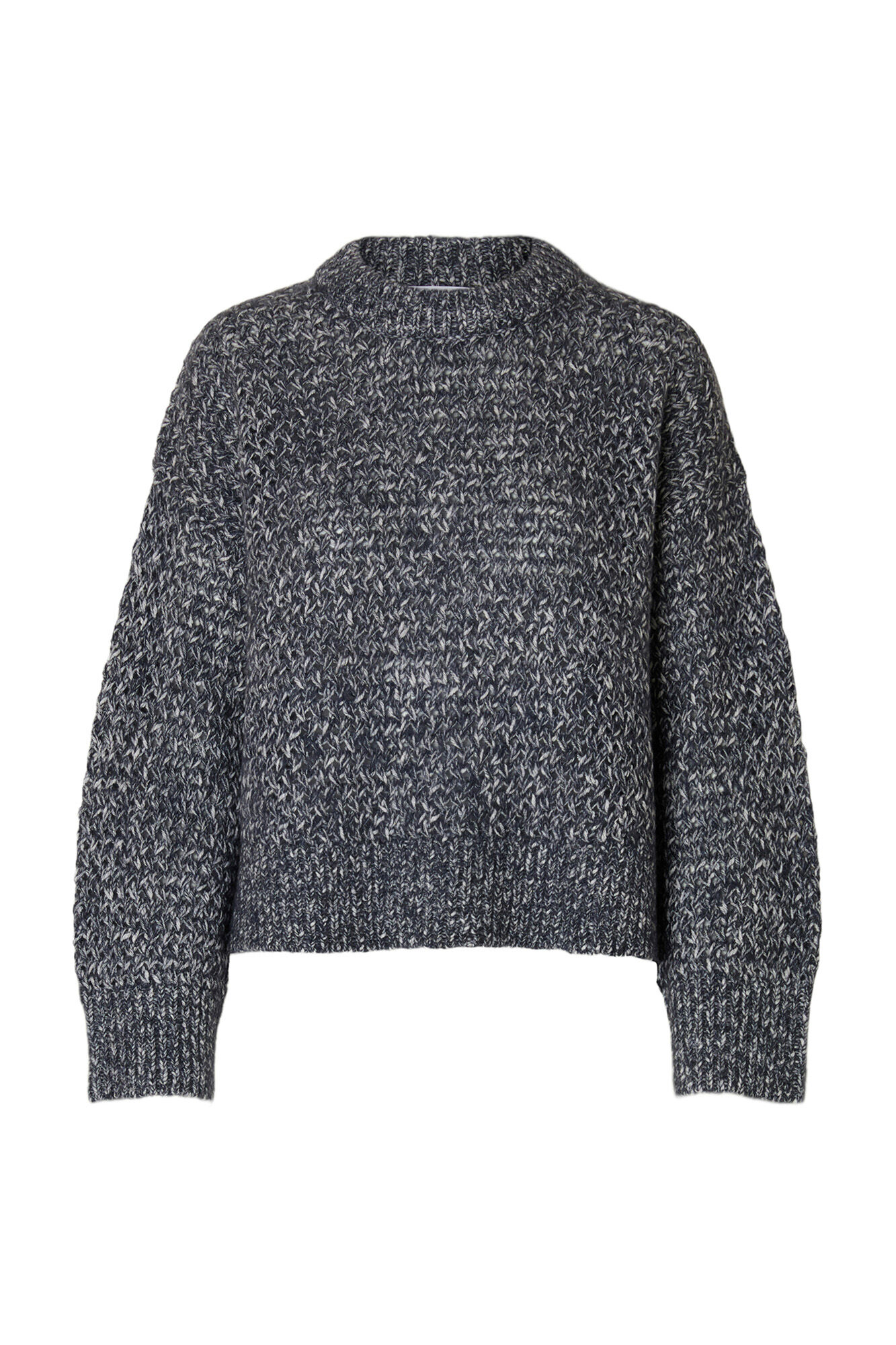 Selected Camisola de gola caixa de algod&atilde;o org&acirc;nico Cinzento