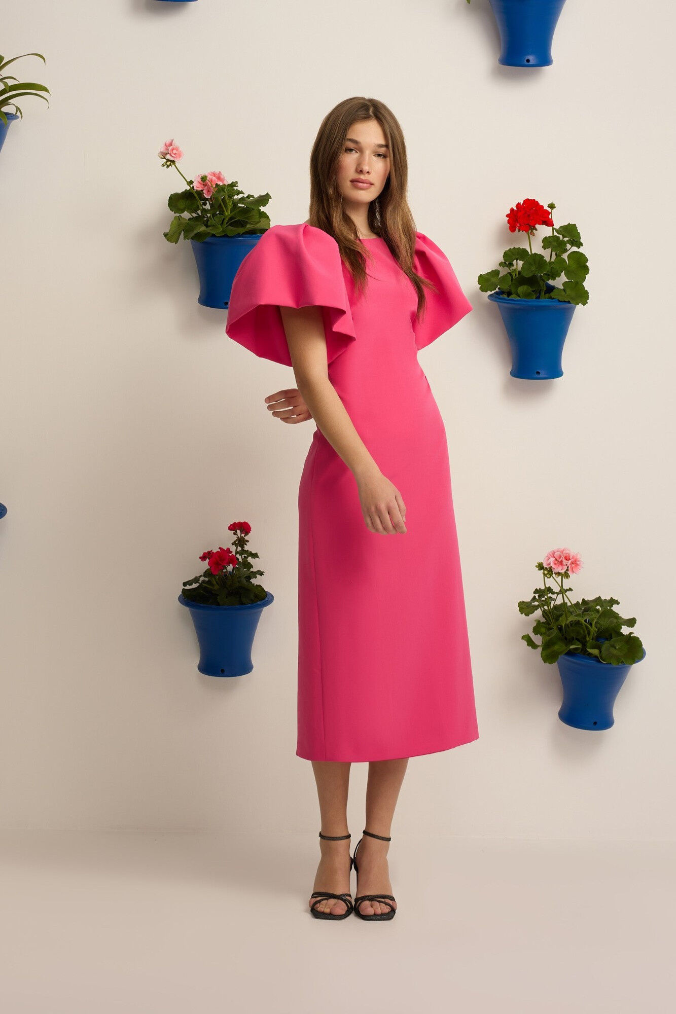 Silbon Vestido midi manga bufante Event Collection