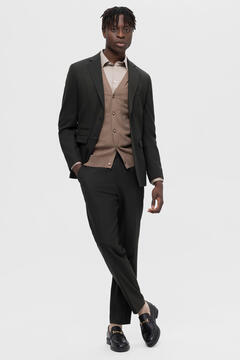 Cortefiel Slim fit suit trousers with wool Green