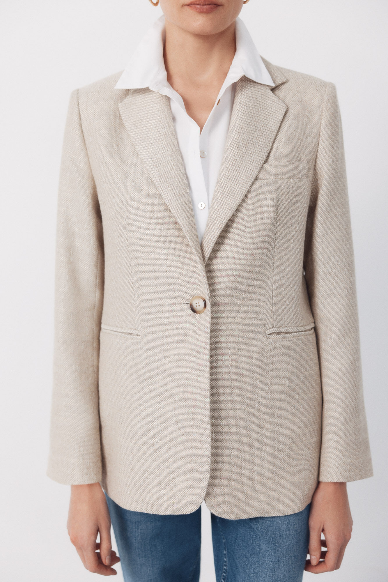 Cortefiel Blazer tejido con textura Arena