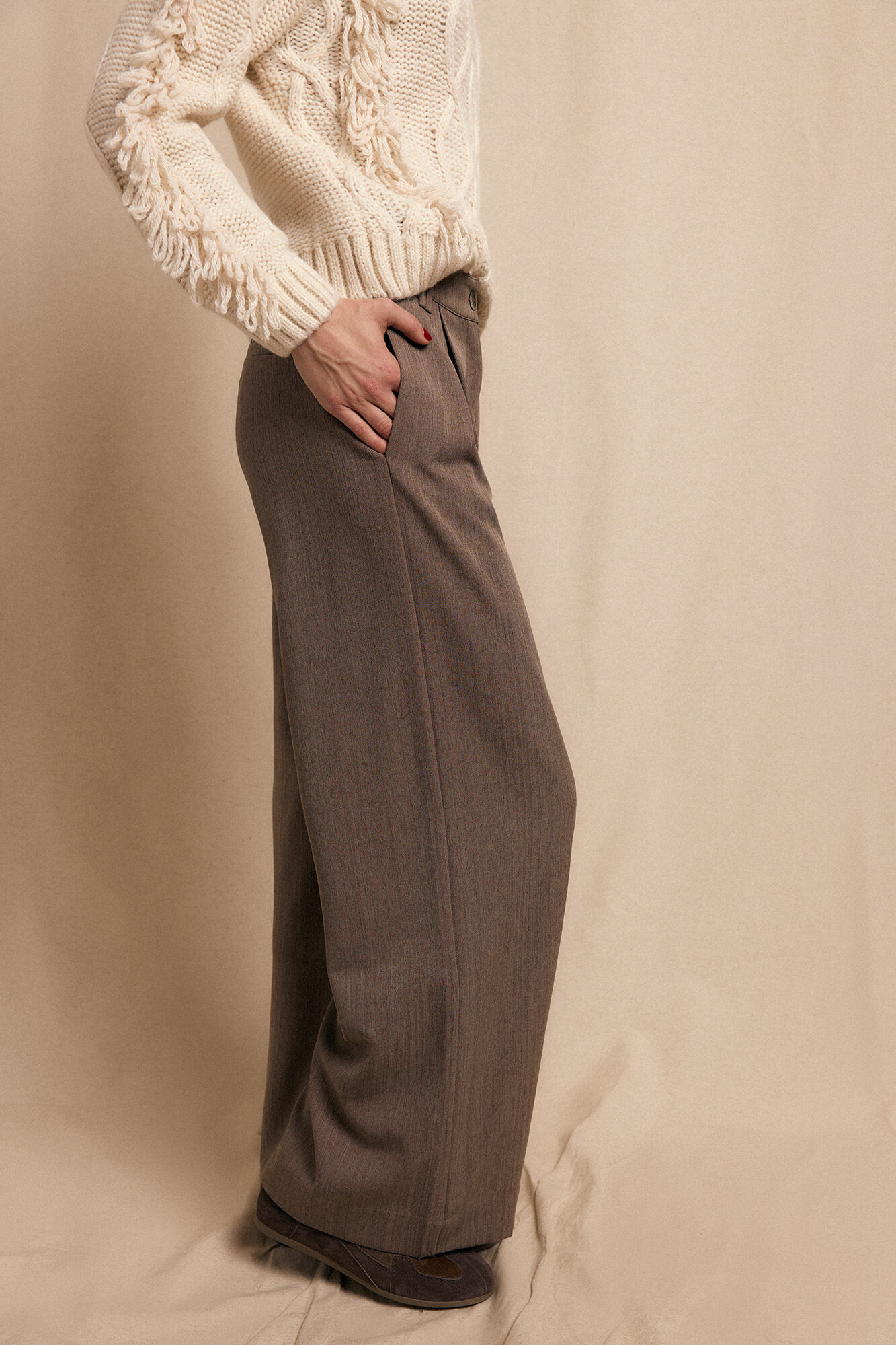 Slowlove Cal&ccedil;as plissadas rastejantes Castanho