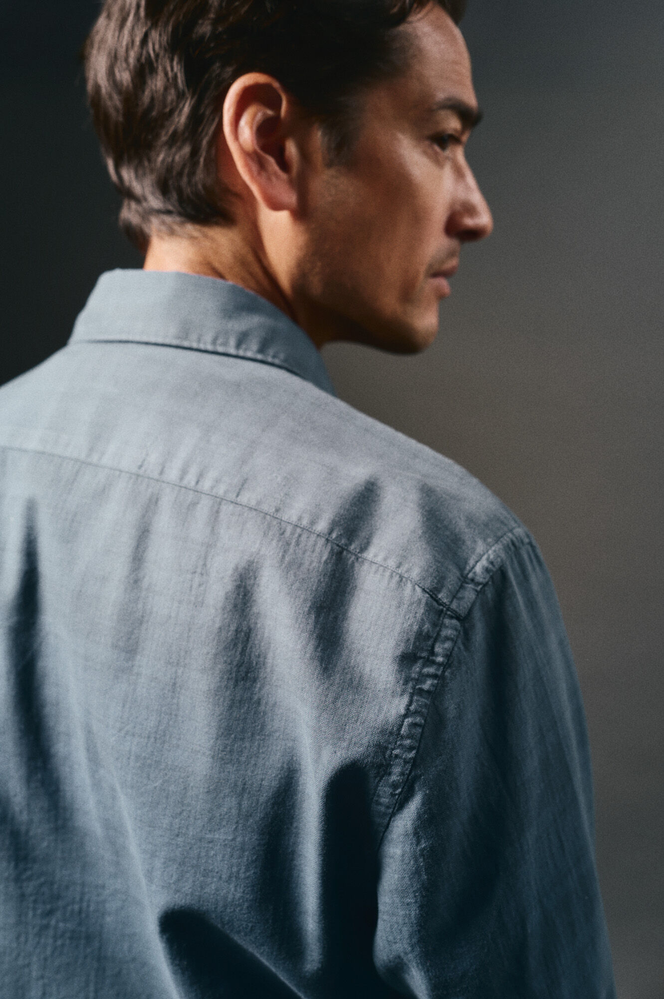 OOTO Overdyed checkered shirt Navy