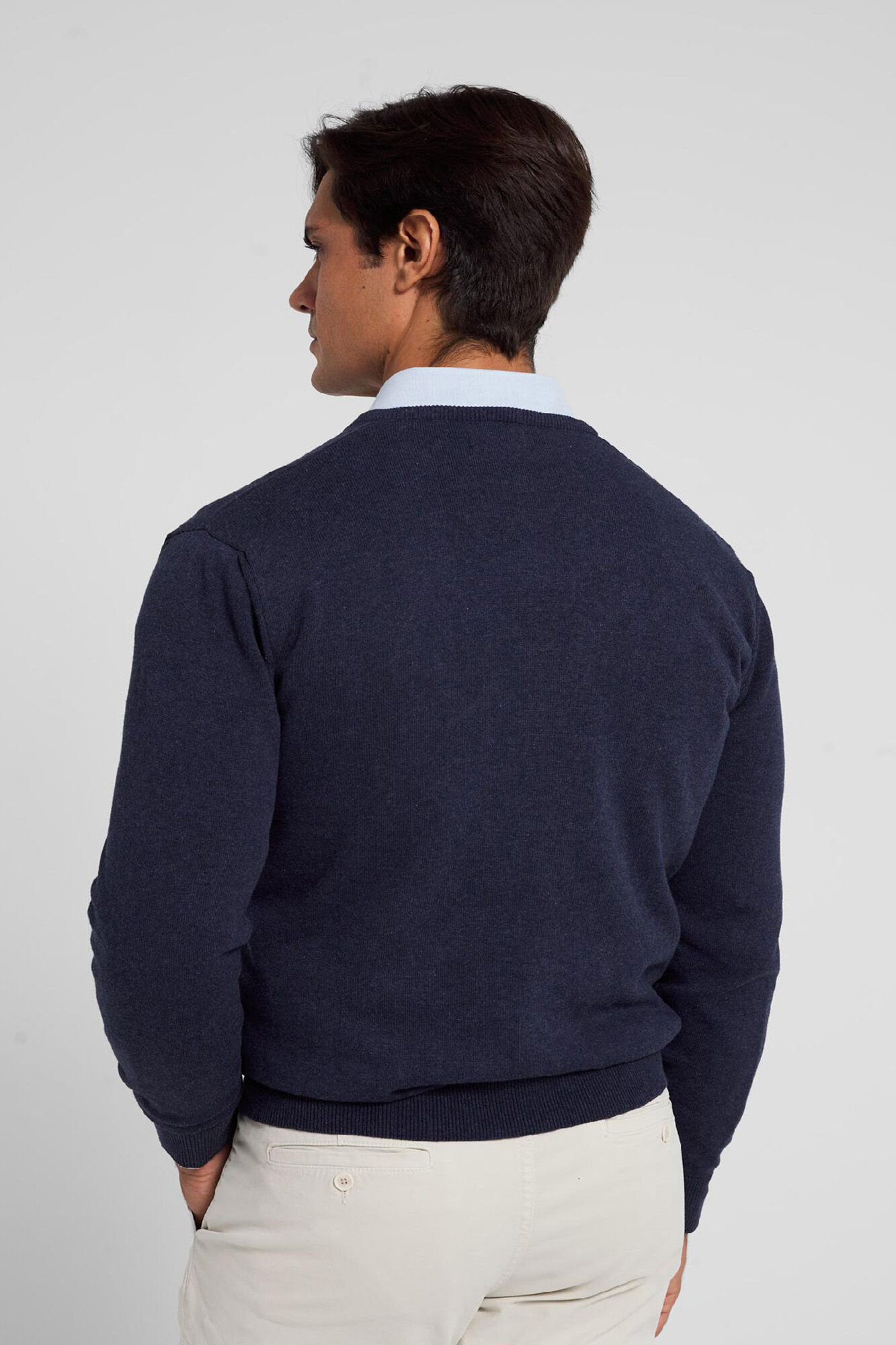 Silbon Camisola em bico retro azul-marinho Azul