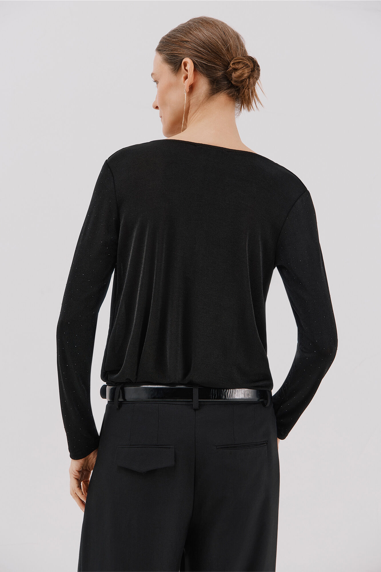 Cortefiel Shiny draped top Black