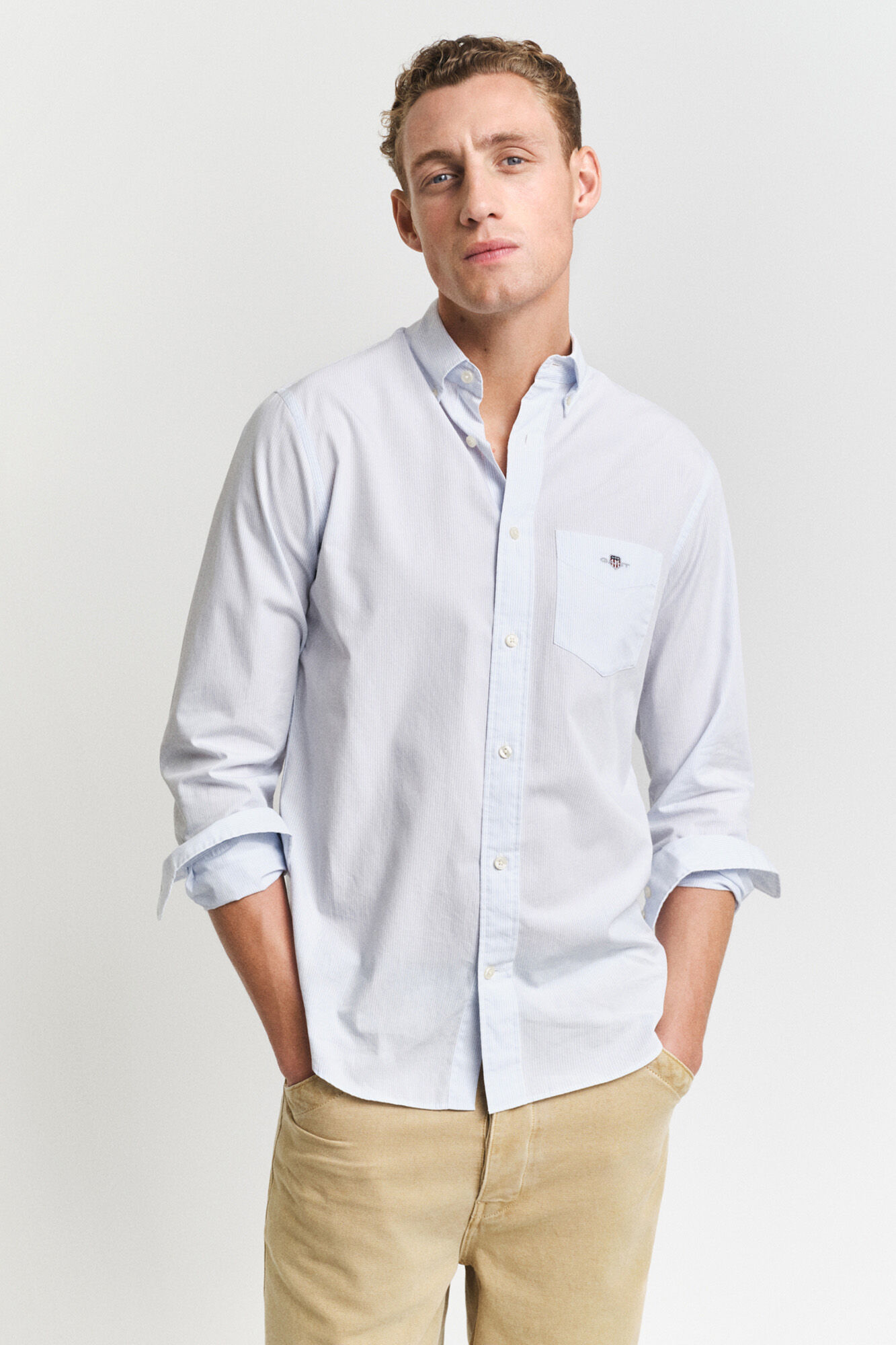 Gant Camisa riscas fina cl&aacute;ssica Regular Fit