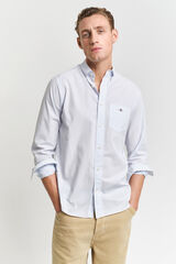 Gant Camisa riscas fina clássica Regular Fit Azul