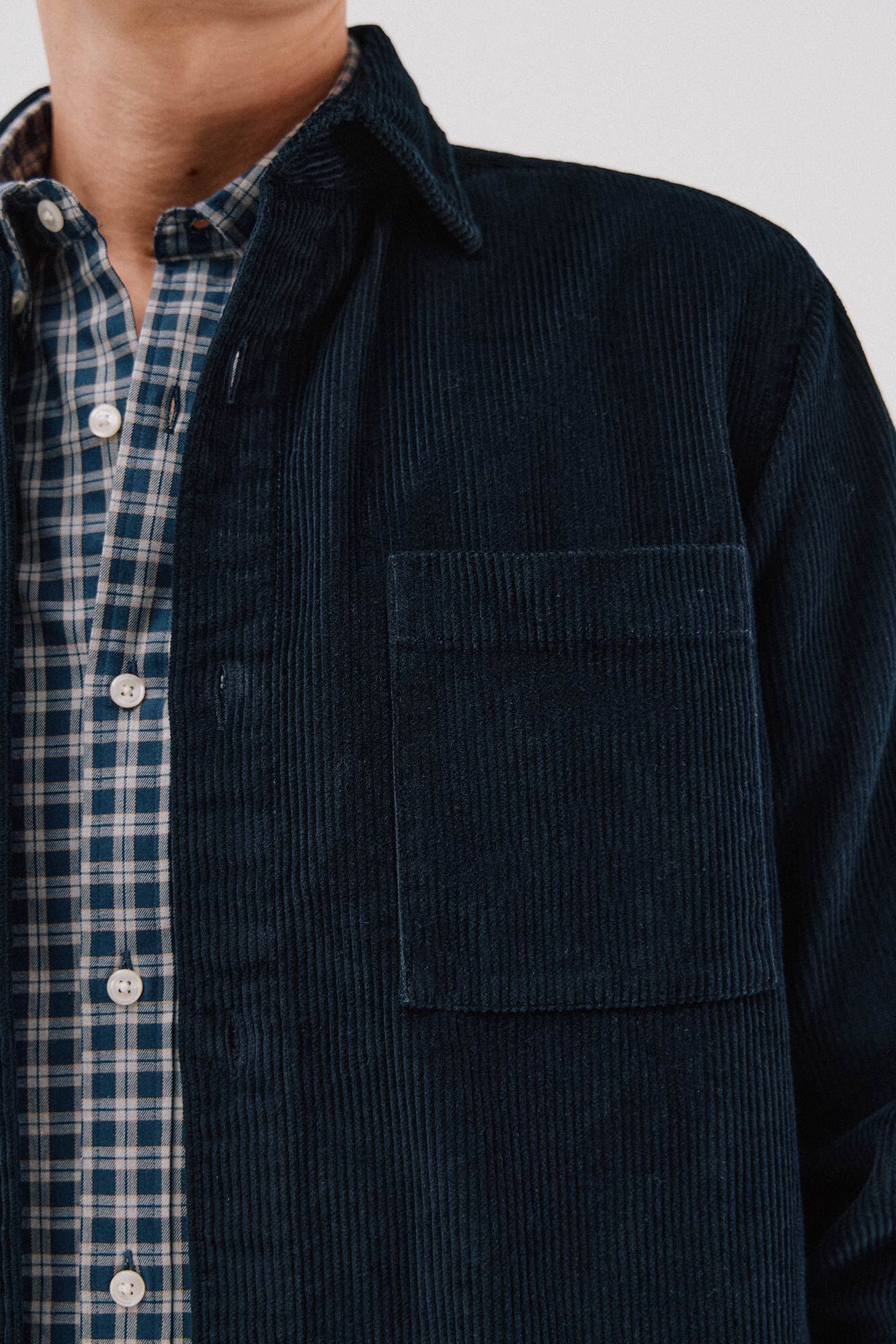 Cortefiel Sobrecamisa pana Azul marino