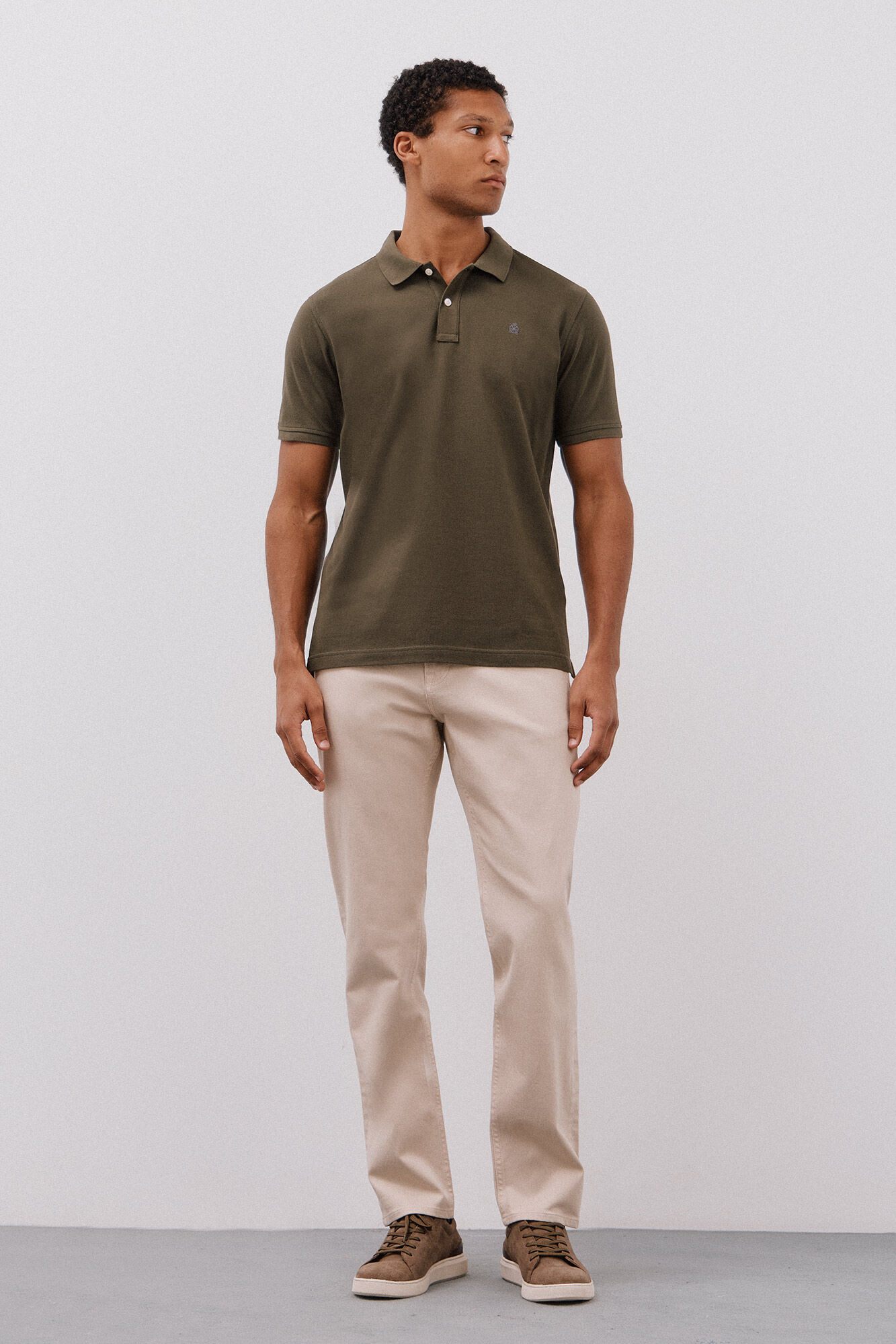 Cortefiel Essential slim polo shirt Kaki