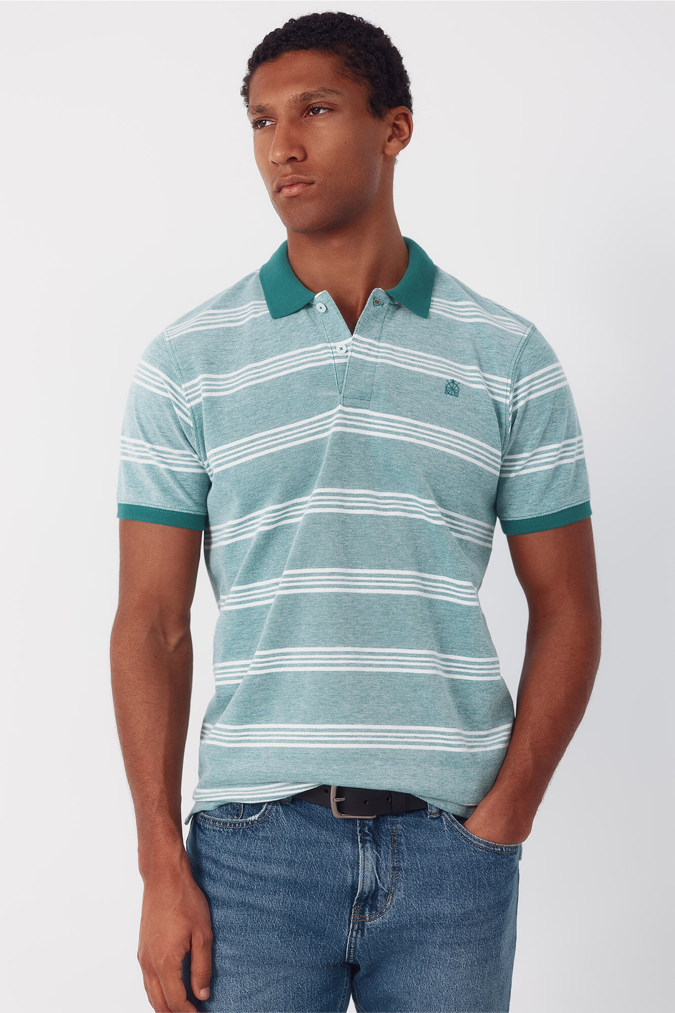Cortefiel Striped oxford polo shirt