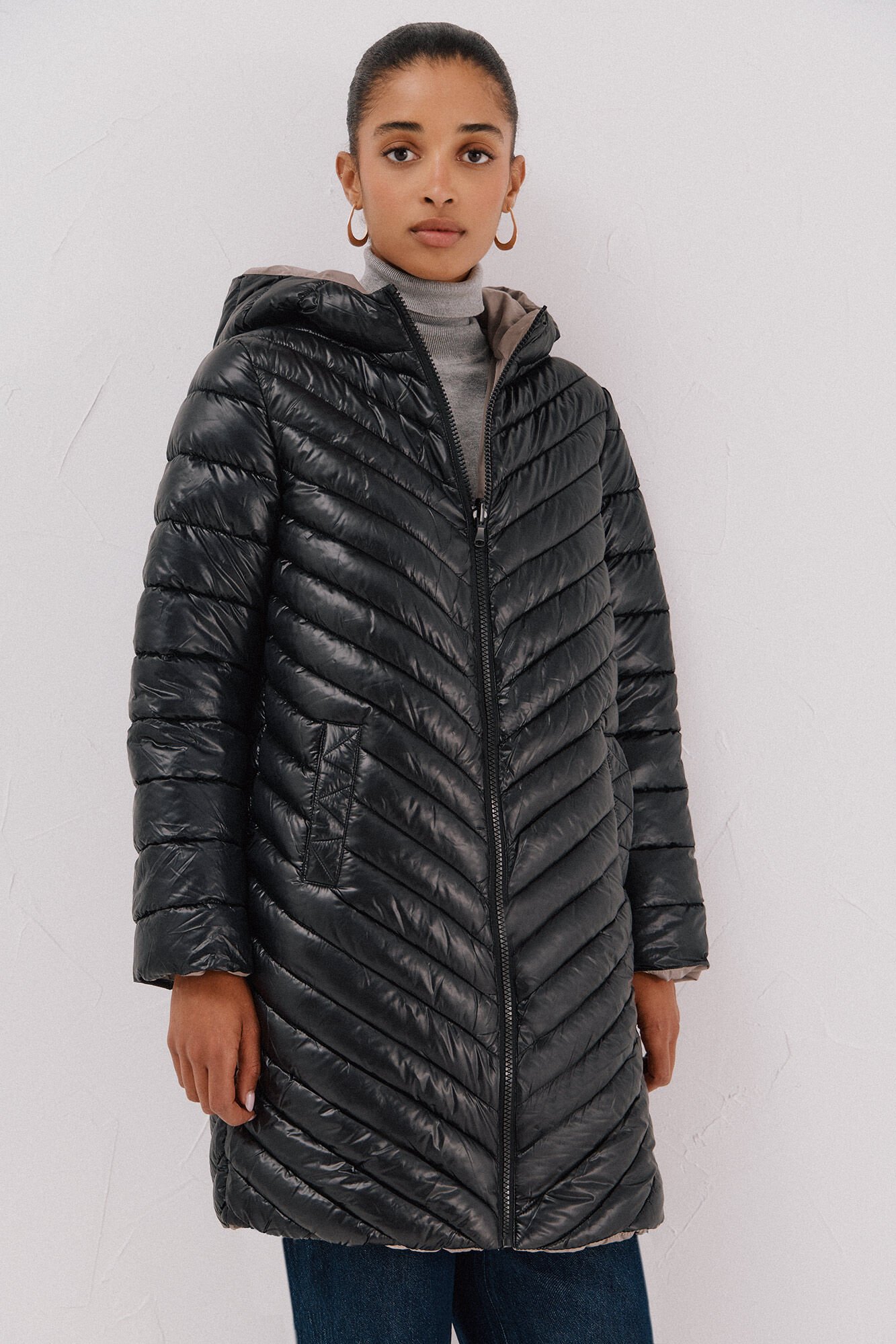 Cortefiel Anoraque revers&iacute;vel thermolite&reg; Preto