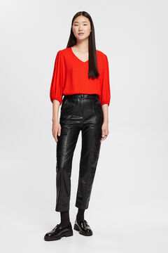 Cortefiel Loose fit single-colour crepe blouse Red