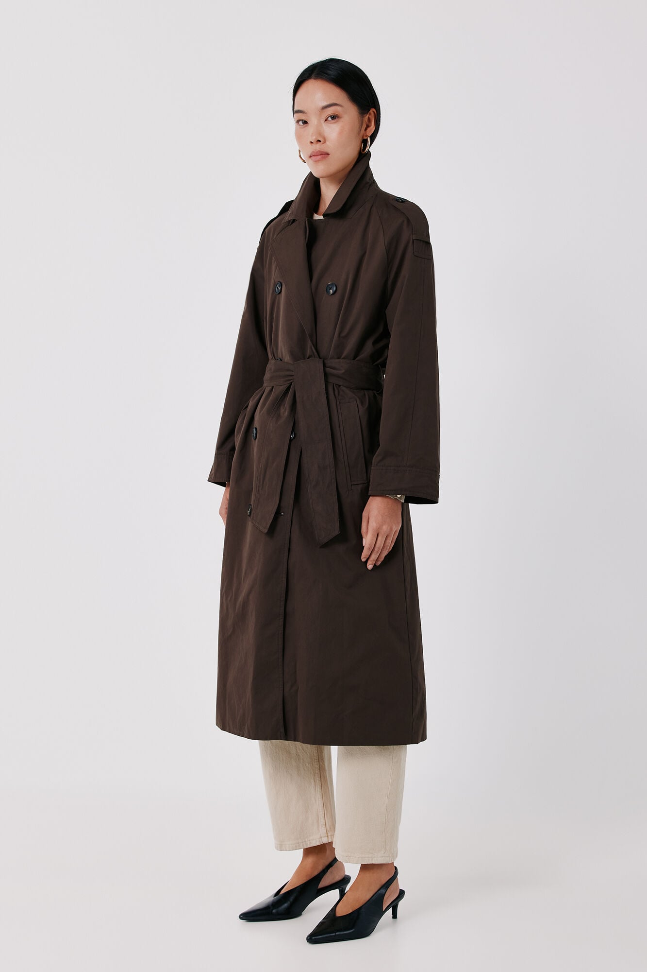 Cortefiel Long trench Dark brown
