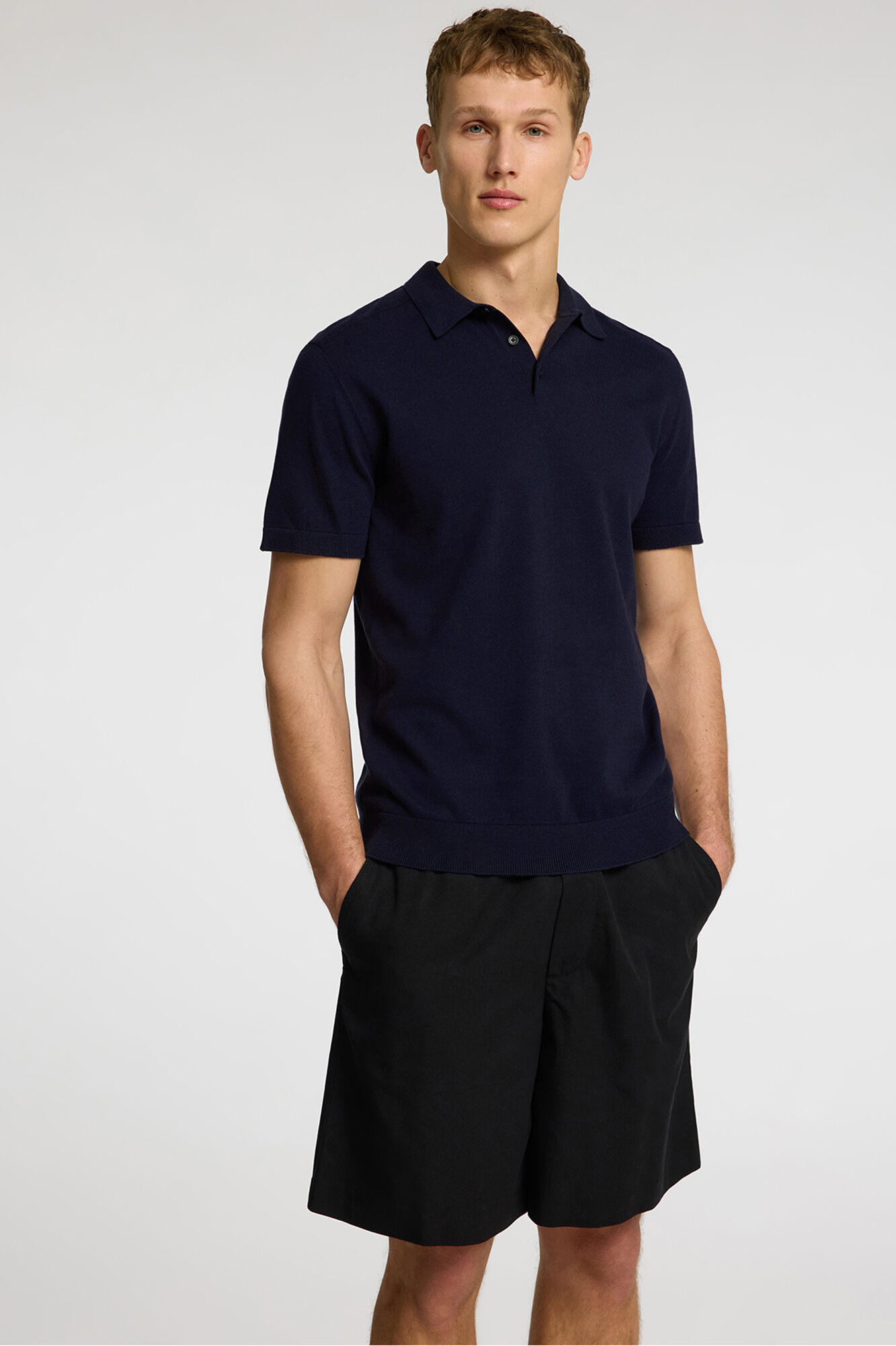 Selected Polo manga curta em malha Azul