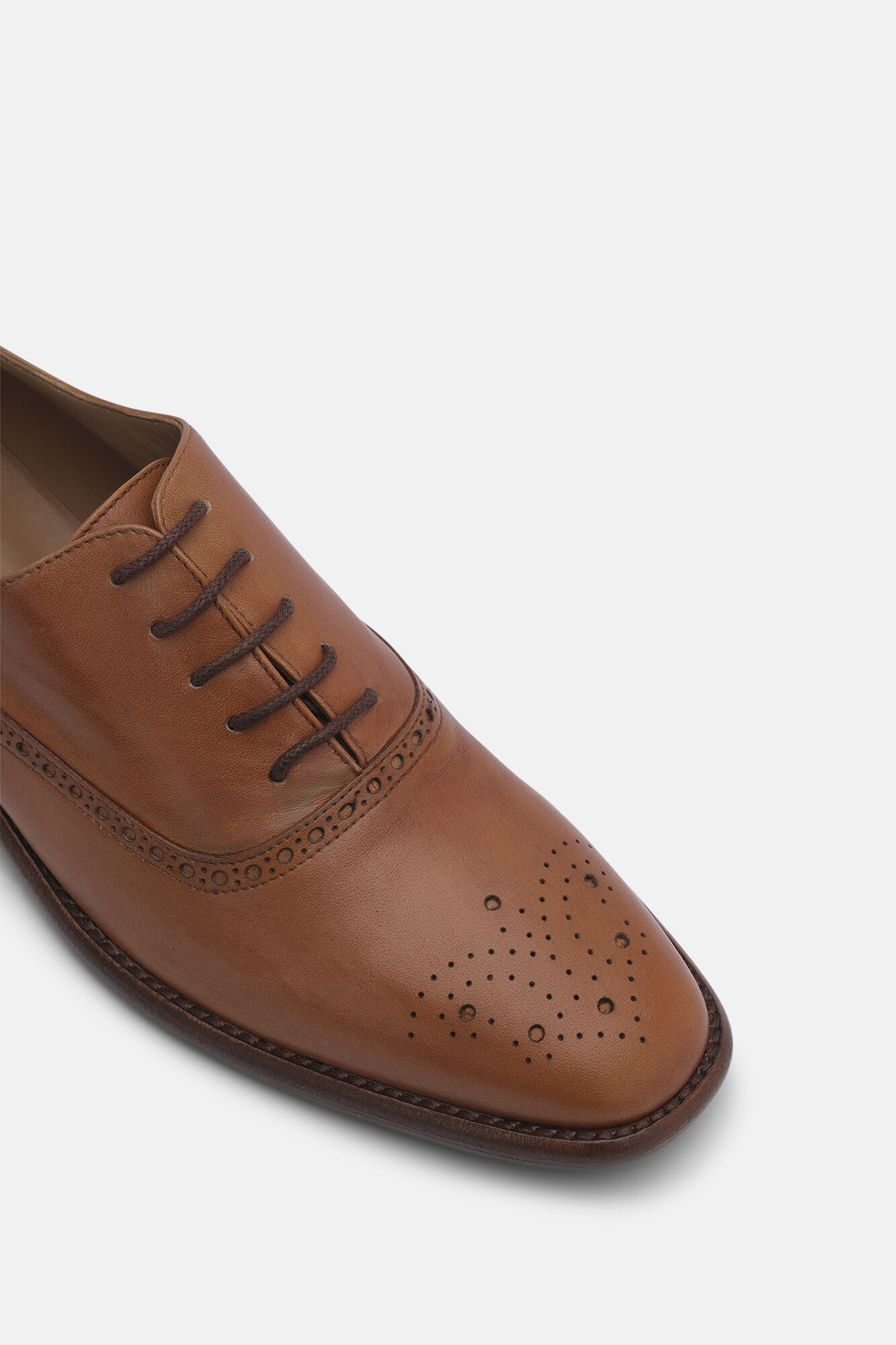 Lottusse Brown Cow Leather Oxfords Camel
