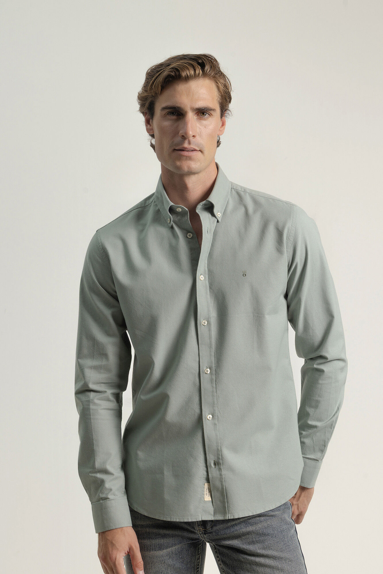 PuroEGO Camisa oxford de algod&atilde;o slim fit