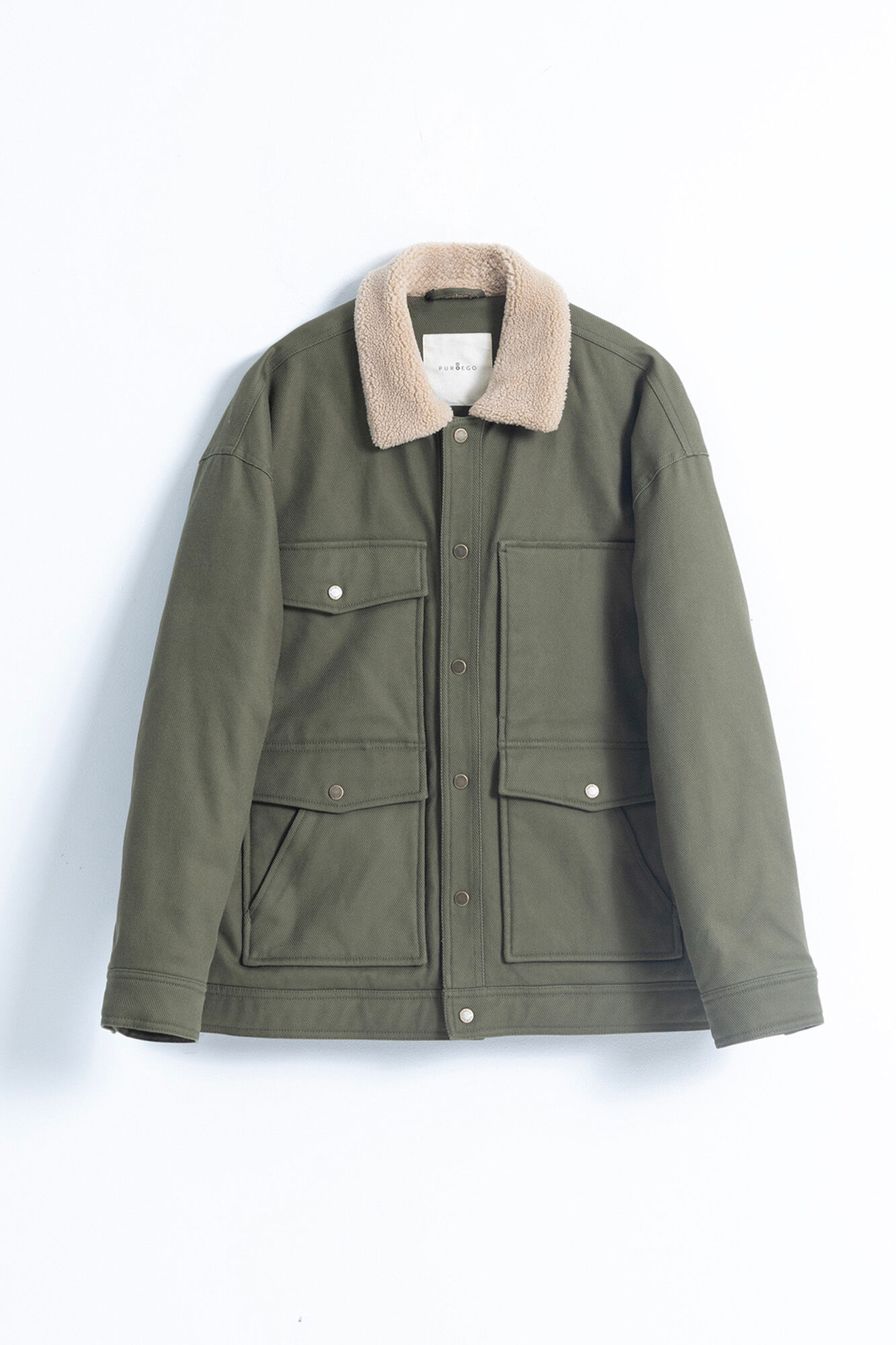 PuroEGO Jaqueta de trabalho com gola de borrego Verde