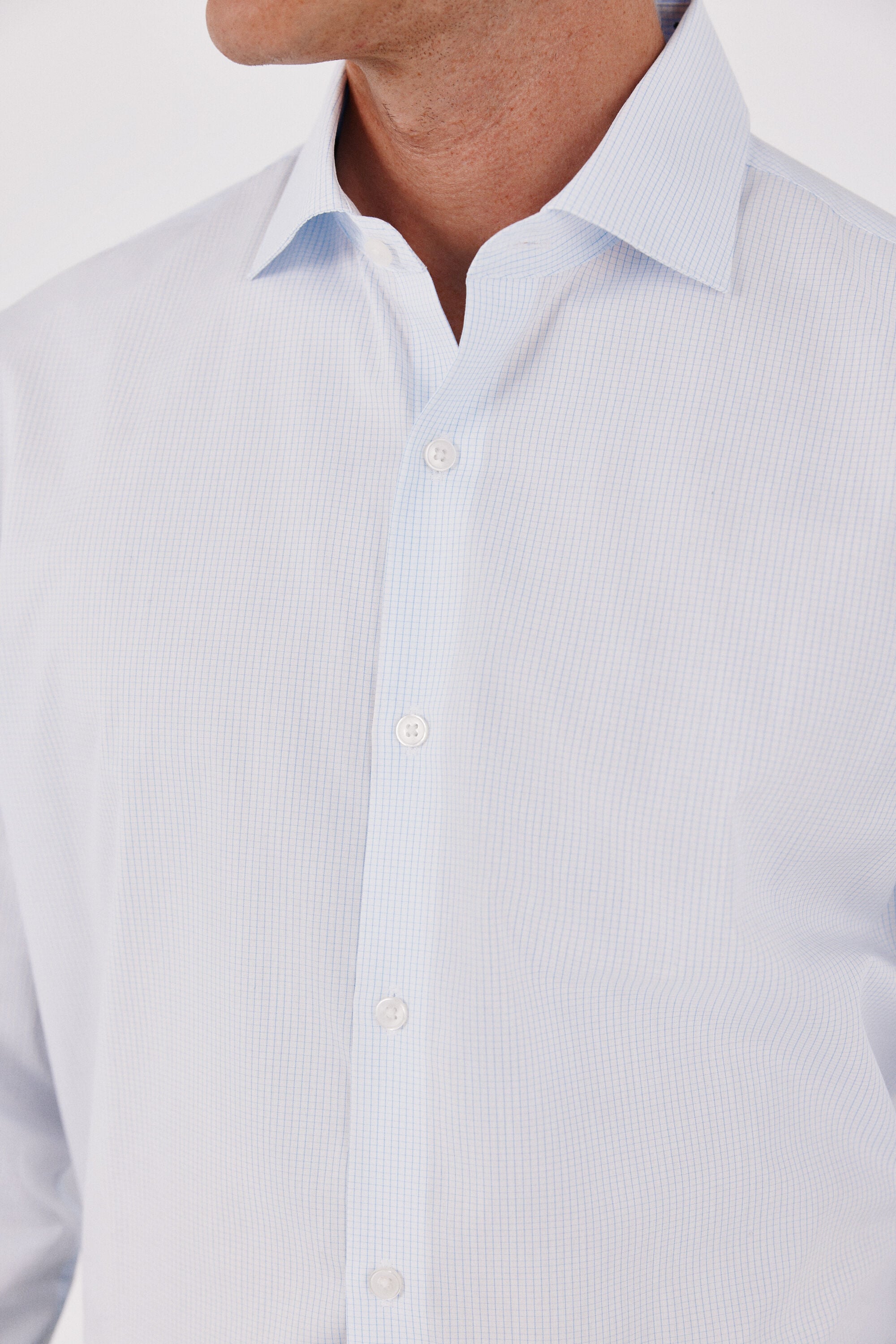 Cortefiel Checked slim fit easy iron dress shirt Blue