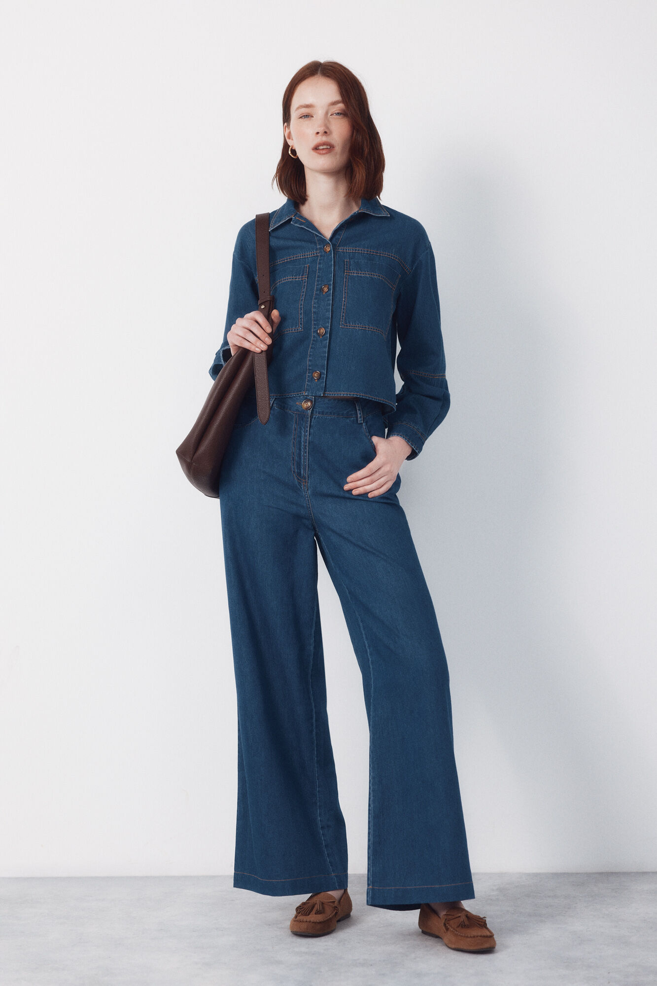 Cortefiel Soft denim shirt Blue