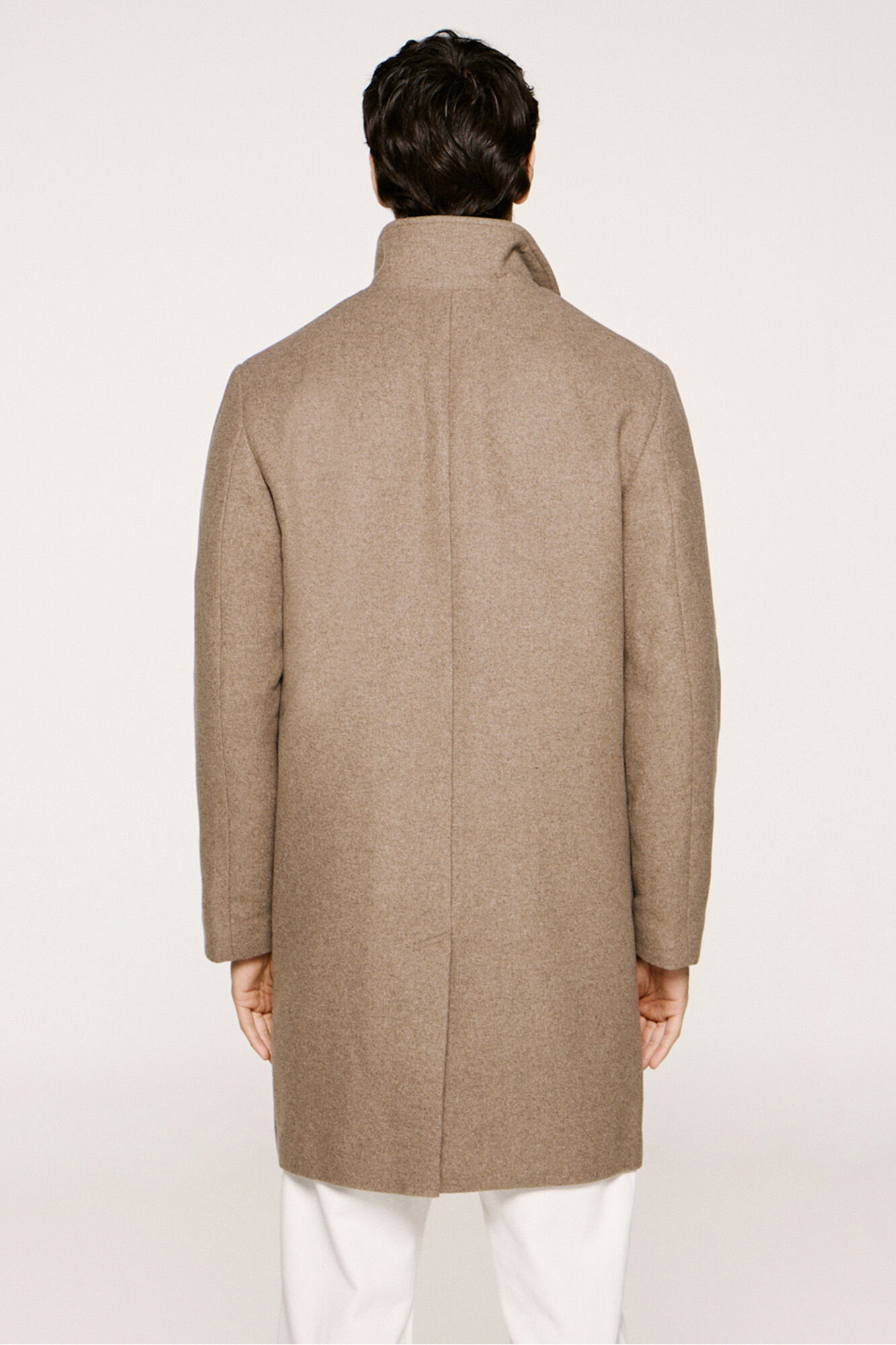 Selected Sobretudo de l&atilde; com gola chamin&eacute;   Cinzento