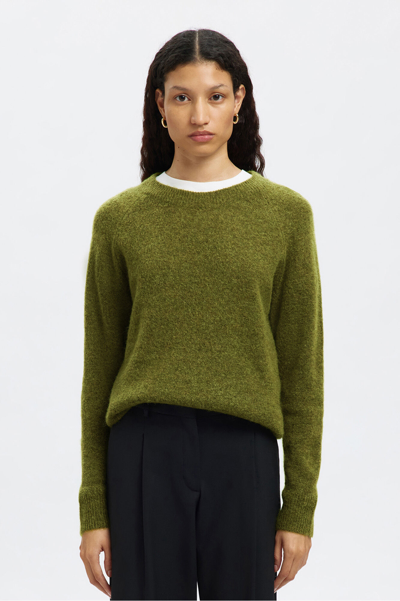 Selected Jersey lana y alpaca Verde