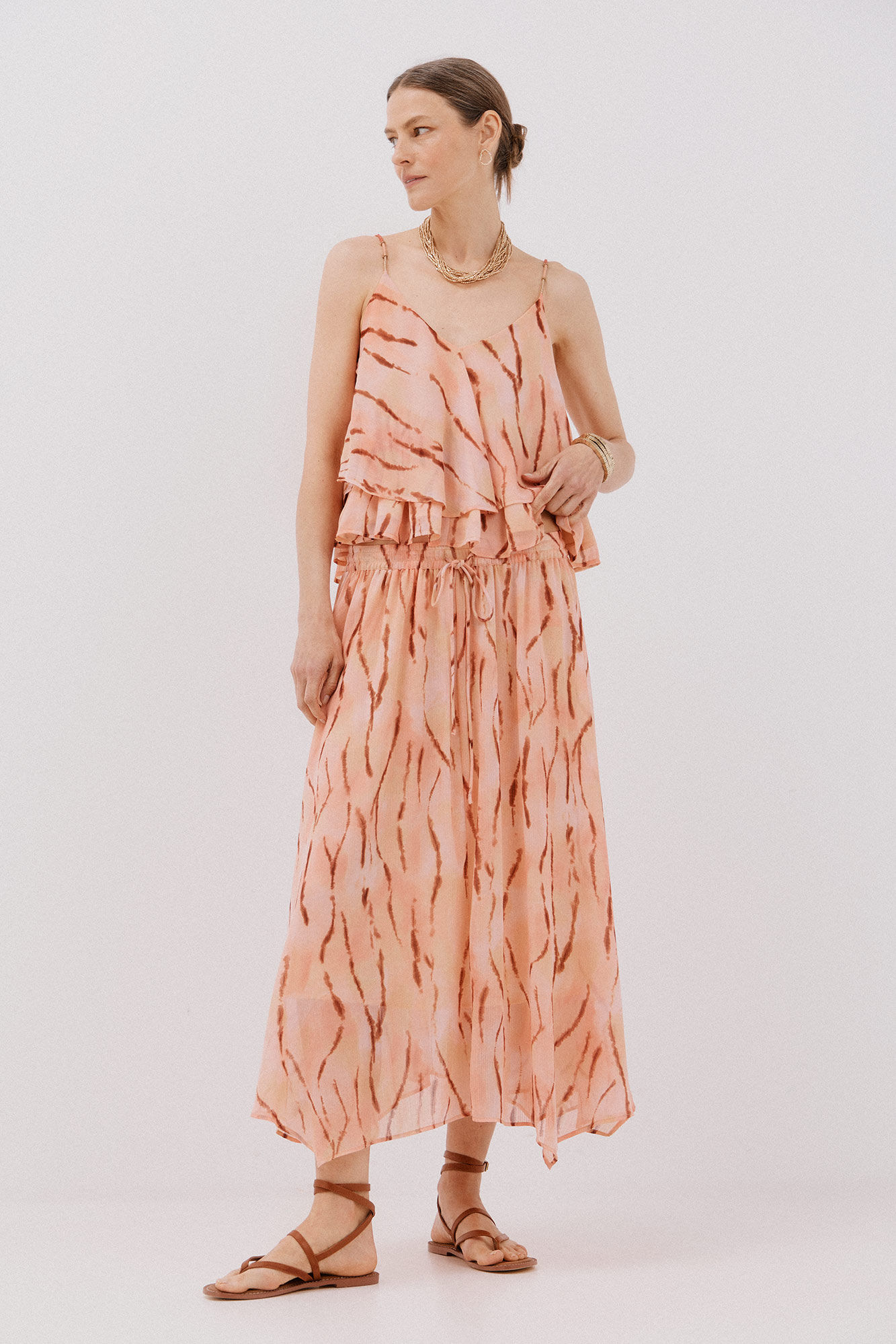 Cortefiel saia longa com flare Multicolorido