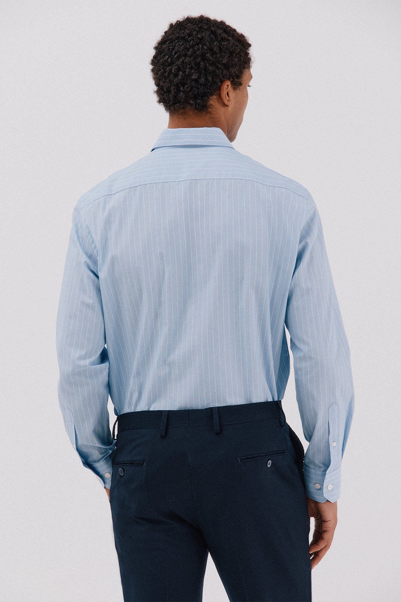 Cortefiel Camisa de fato riscas f&aacute;cil de engomar Azul