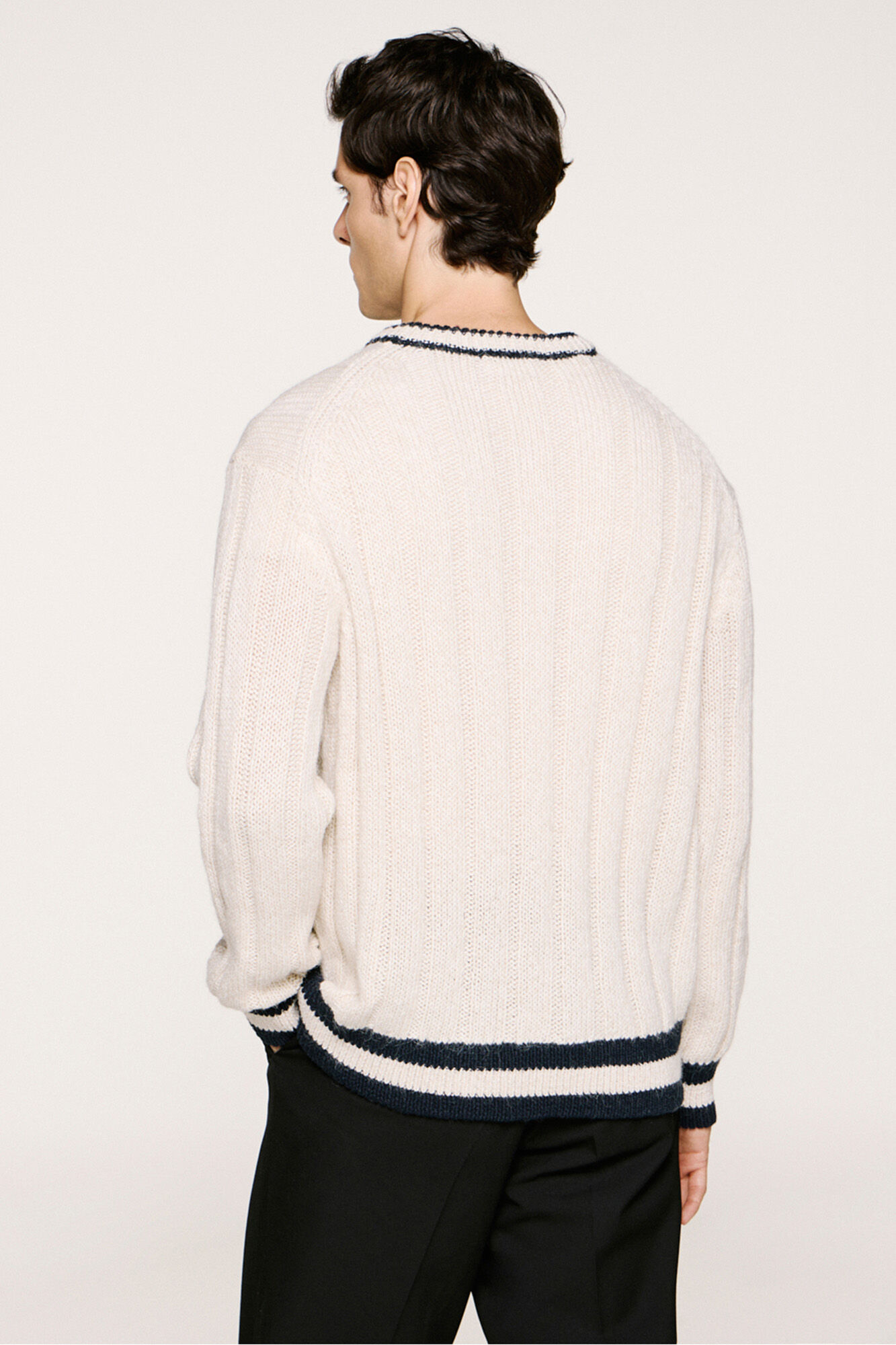 Selected Camisola de l&atilde; e alpaca com gola em V  Branco