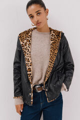 Cortefiel Short reversible faux fur jacket Black