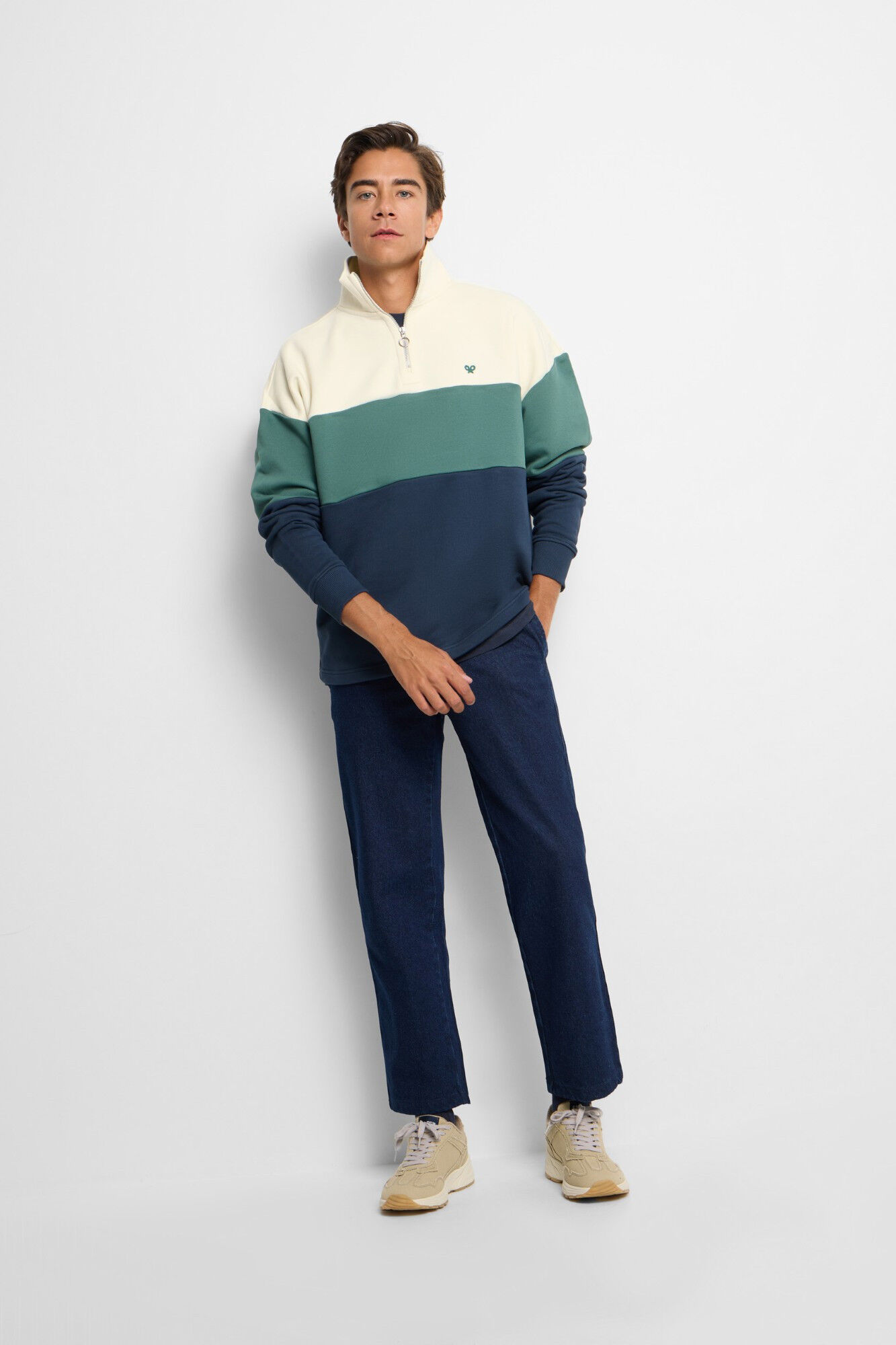 Silbon Sweatshirt com capuz e fecho-&eacute;clair de corte relaxado