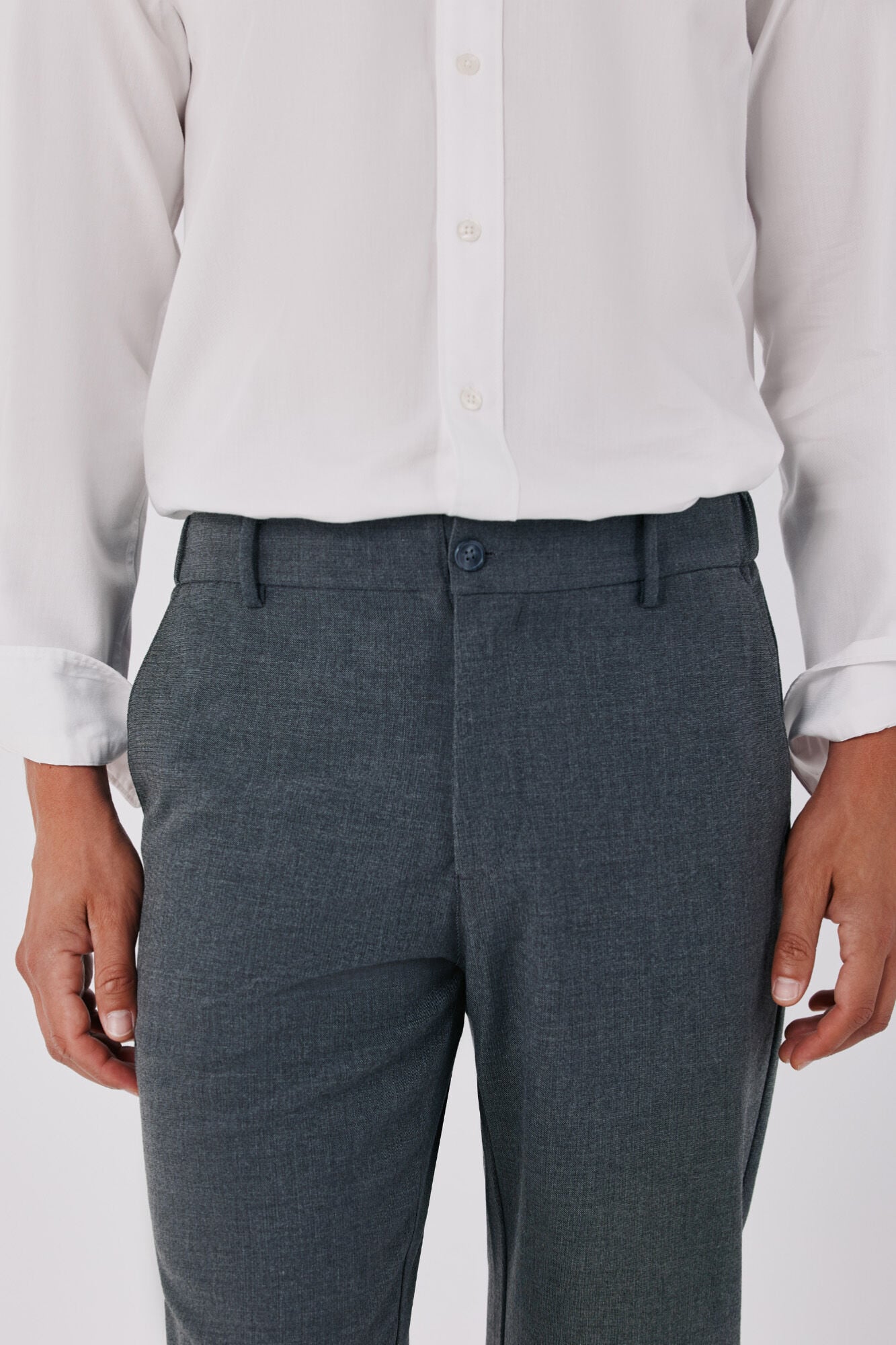 Cortefiel Comfortable elasticated tapered chinos Dark grey