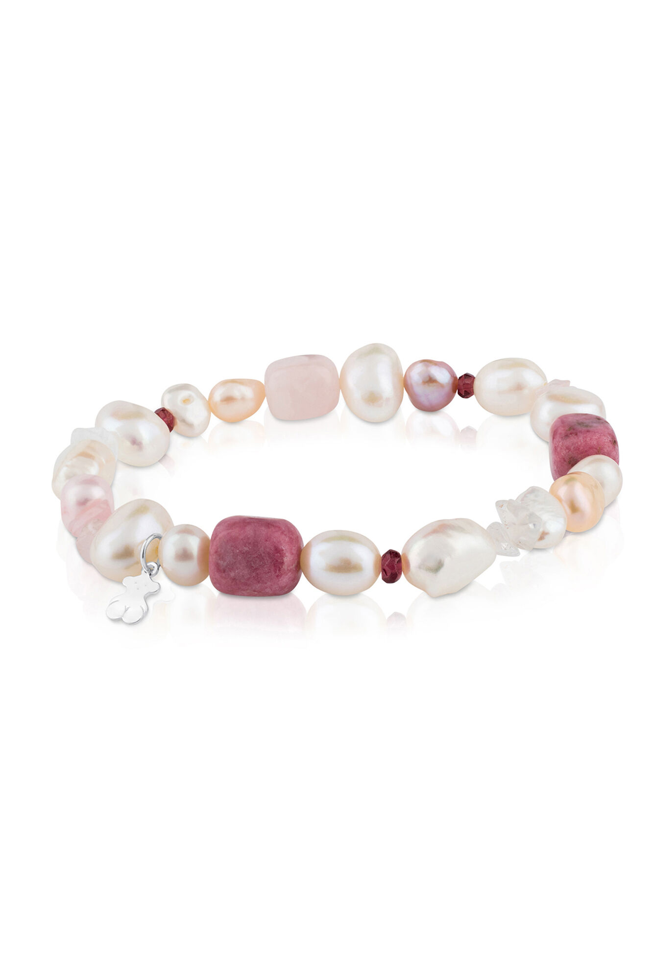 Tous Pulseira de prata com p&eacute;rolas e gemas Cinzento