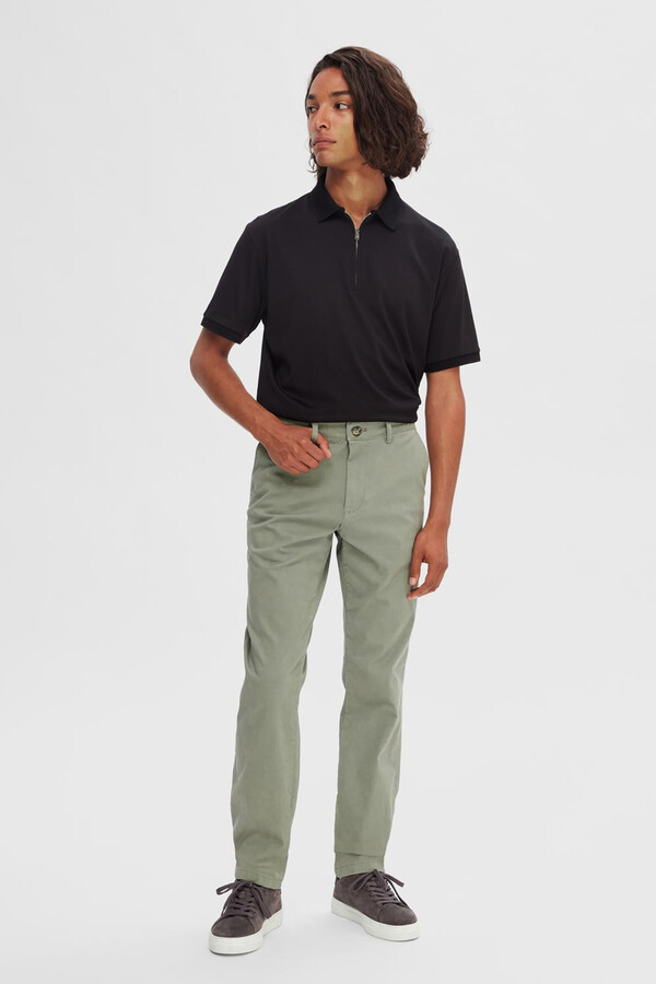 Cortefiel Pantalón chino clásico Slim Fit confeccionado con algodón orgánico Verde