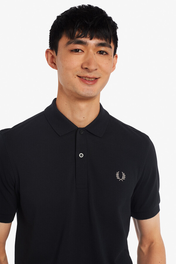 Cortefiel Short-sleeved polo shirt Black