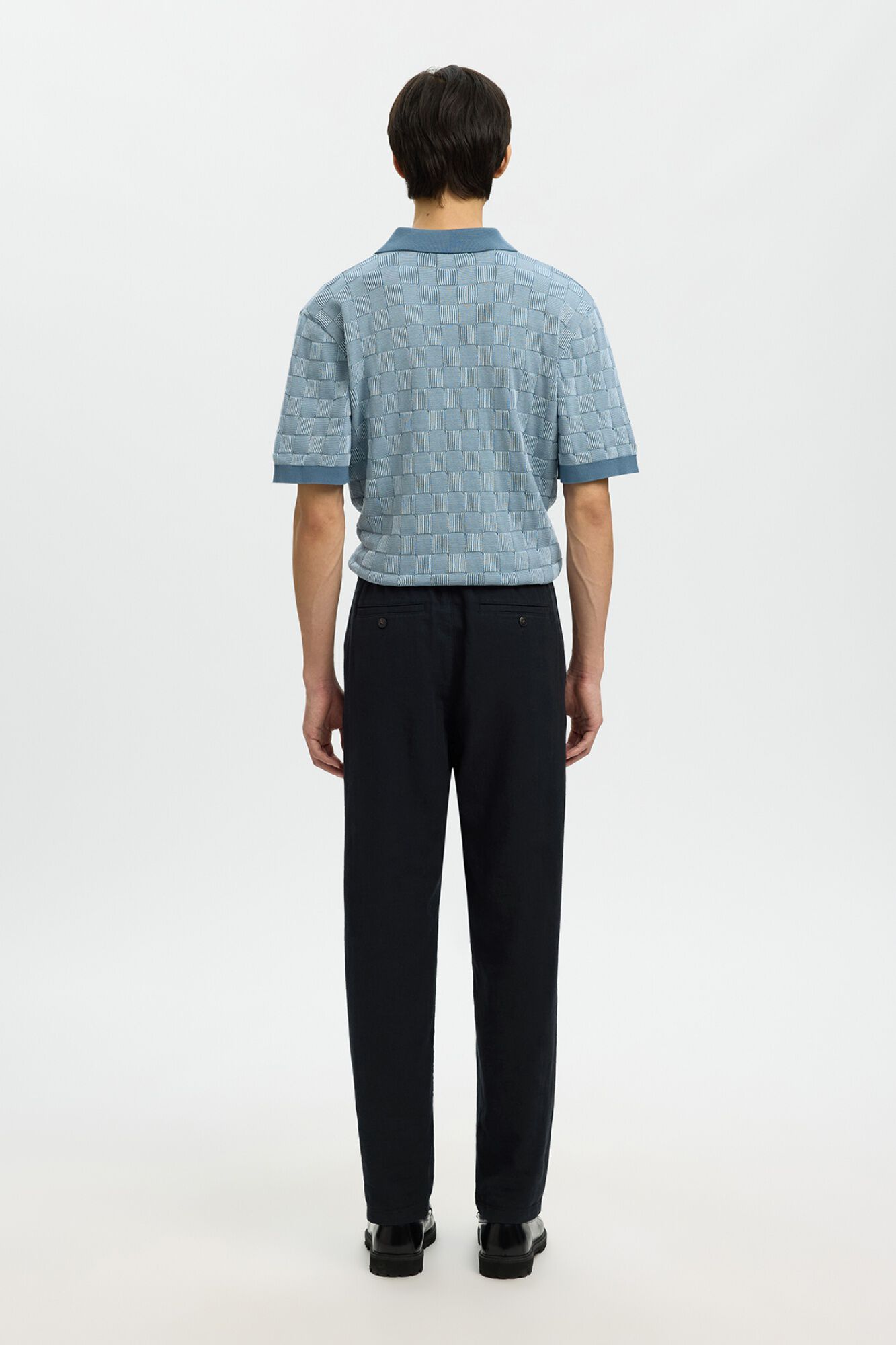 Selected Cal&ccedil;as chino de linho Preto