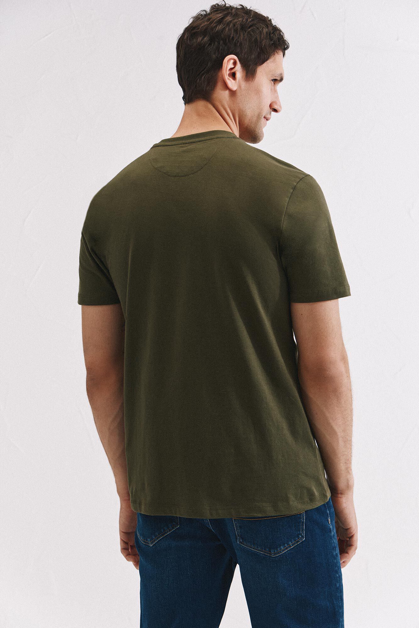 Cortefiel Basic t-shirt with pocket Kaki