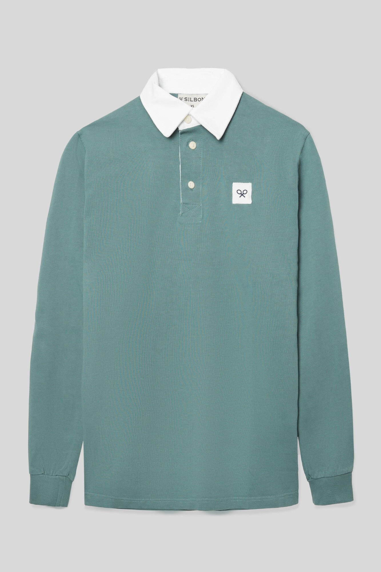 Silbon Green long-sleeved polo shirt with patch Green